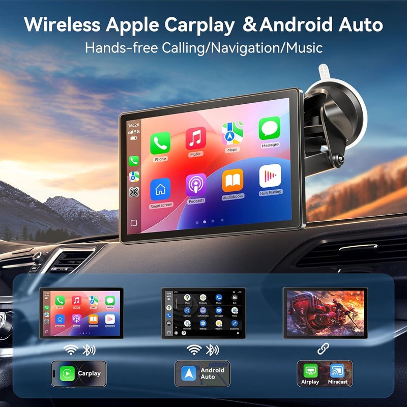 Carpeer Portable Apple Carplay Screen for Car, 9" Car Play Touchscreen, 4K Dash Cam, 1080P Backup Camera, Wireless Carplay, Android Auto, Mirror Link, GPS Navigation, Voice Control (9inch) - Image 4